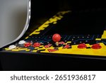 Close up of nostalgic arcade joystick controller.