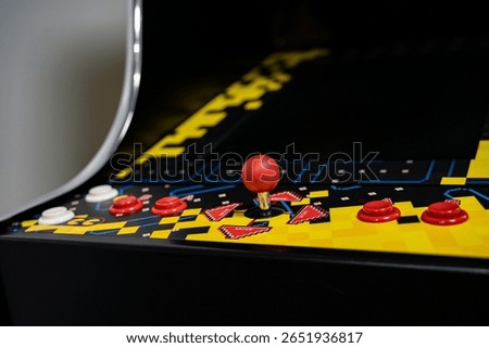 Close up of nostalgic arcade joystick controller.