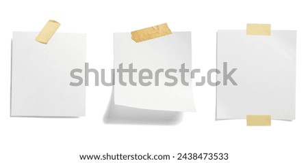 close up of  a note paper with adhesive tape on white background