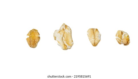 Close Up Of Oat Grains Isolated On A White Background