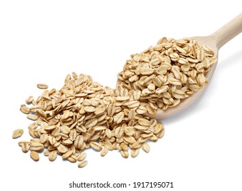 Close Up Of Oat Oatmeal Granula On White Background