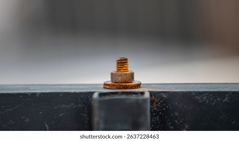 close up of old bolt and nut