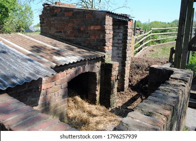 Close Up Of Old Brick Pigsty & Outhouse 