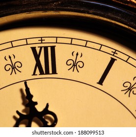 Close up of an Old clock face
