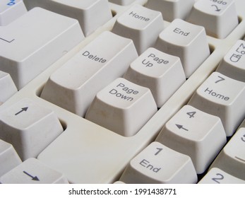 Close Up Of Old Computer Keyboard White Color
