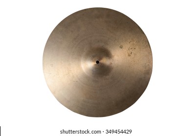 Close Up Of An Old Cymbal On Isolated Background.