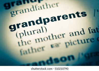 Close up of old English dictionary page with word grandparents - Shutterstock ID 510210790