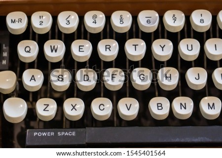 Close up of an old fashioned typewriter keyboard