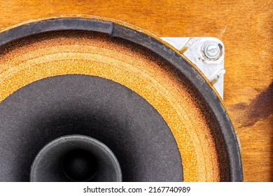 Close Up Of Old Full Range Driver In Vintage Speaker