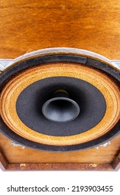 Close Up Of Old Full Range Driver In Vintage Speaker