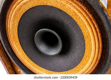 Close Up Of Old Full Range Driver In Vintage Speaker