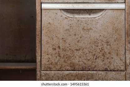 Close Up Of Old Metal Desk Drawers