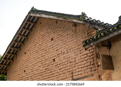 Close Up Of Old Mud Brick House In Rural China