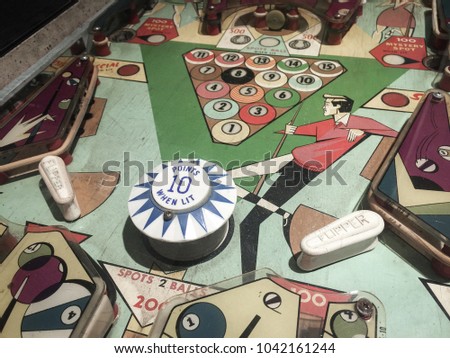 Close Up of Old Pinball Wizard Machine