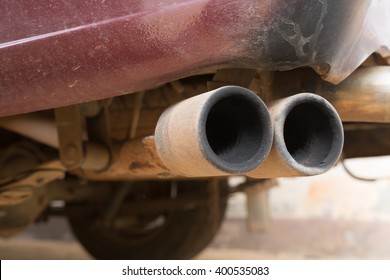 Close Up Old Pipe Car Exhaust Rusty