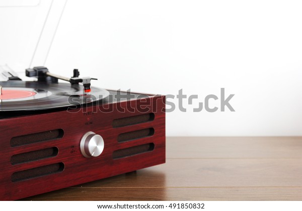 Close Old Retro Record Player Miscellaneous Objects Stock Image