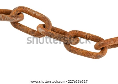 Close up of old rusting chain isolated on a black background