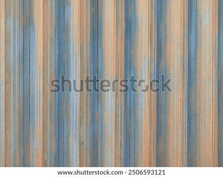 Close Up Old Rusty Blue Rolling Door Folding Gate Texture Background. Blue And Brown Color.