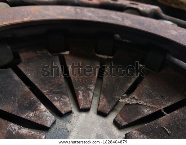 close up Old Rusty disk\
Clutch Basket 