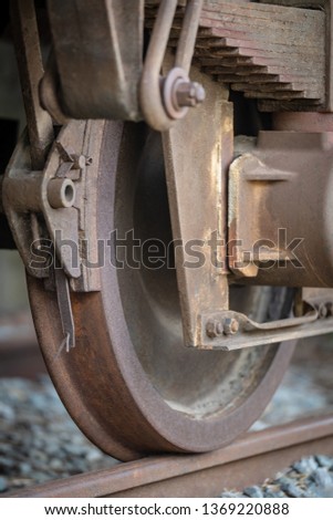Close Up of a old rusty train wheel