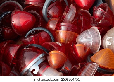 close up of old tractor lights