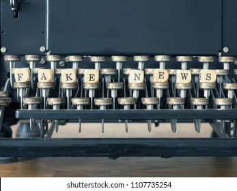 Close up of an old typewriter  with the words fake news