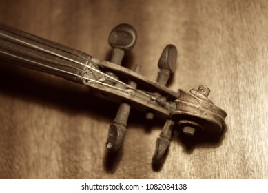 Close Up Of An Old Violin, Sepia                               