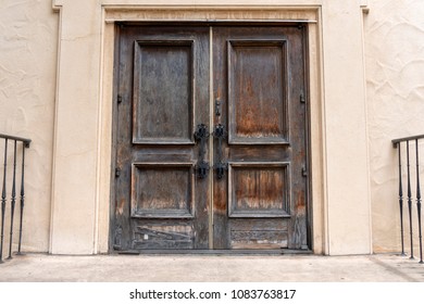 Close up of old wooden door