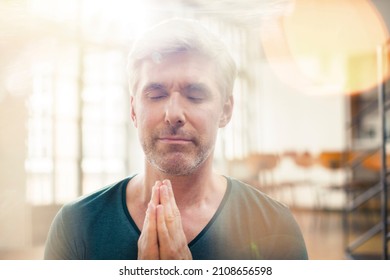 Close Up Of Older Man Meditating