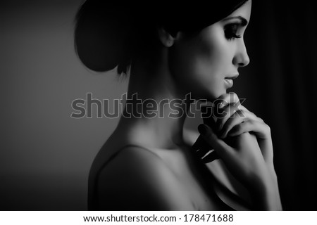 Close up on beautiful woman profile.