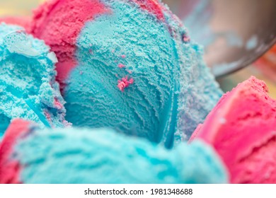 Close Up On A Bubble Gum Ice Cream For A Macro Shot 