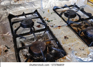 Close Up On Dirty Stove Top