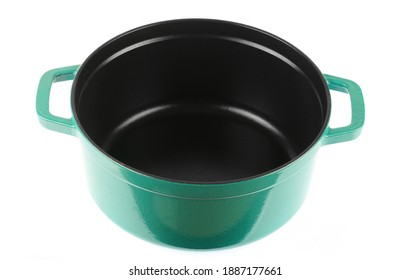 Close Up On Dutch Oven Isolated On White Background     