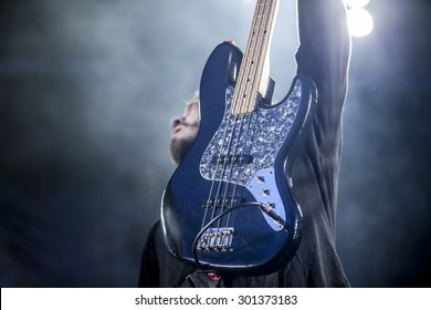 Close Up On An Electric Bass Guitar