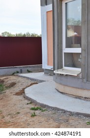 Close Up On Foundation Waterproofing Exterior. Water Proofing Basement Outdoor.