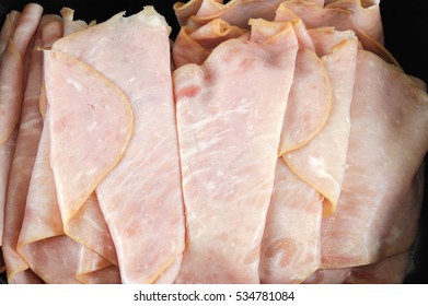 Close Up On Fresh Sliced Honey Ham