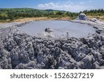 Close up on a gas bubble of mud volcano in Berca Mud Volcanoes area in Romania