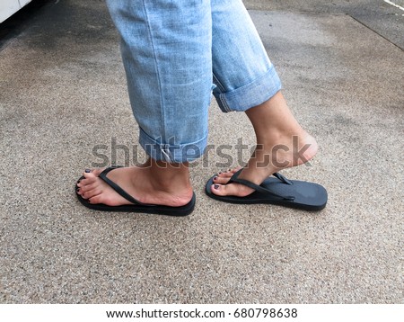 teen feet in flip flop sandals Teen feet in flip flop sandals