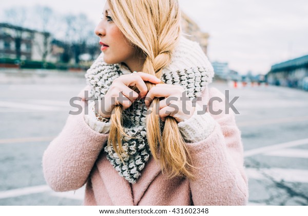 Close On Hands Young Beautiful Caucasian Stock Photo Edit Now