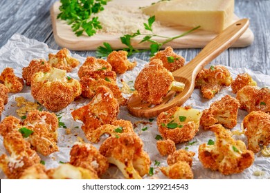 Close Up On Healthy Snack Baked Cauliflower Bites