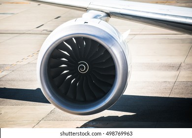 Close Up on a huge jet engine.
