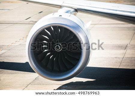 Close Up on a huge jet engine.