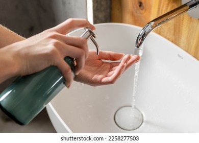 Close up on hygienic hand washing - Shutterstock ID 2258277503