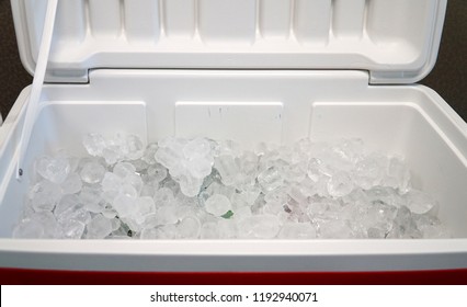 Close Up On Ice Inside Cooler