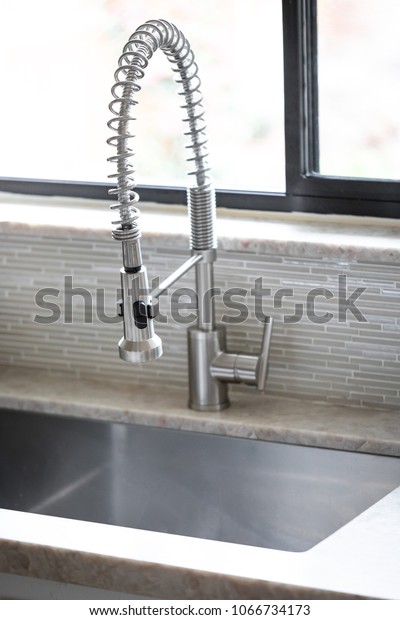 Close On Industrial Kitchen Style Faucet Stock Photo Edit Now