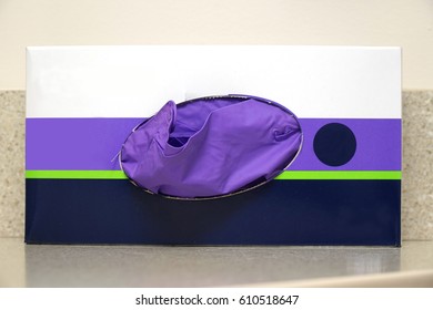 Close Up On Latex Glove In Paper Box In Hospital