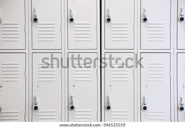 close up on lockers in\
gym