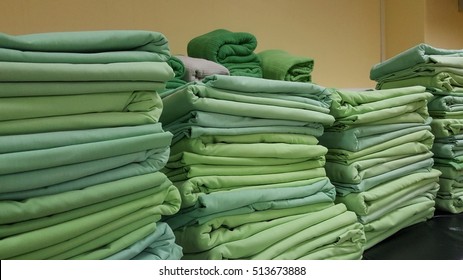 Close Up On Medical Green Linens. 