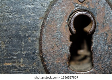 Close Up On An Old Rusty Key Hole.