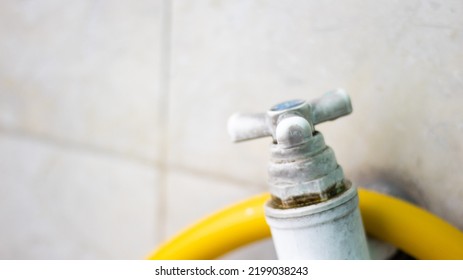 Close Up On Old Water Faucet. Selective Focus.